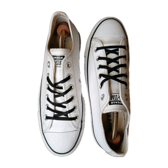 Converse Chuck Taylor All Star Clean White Leather Platform 561680C Sz 8.5 #1383 - Picture 5 of 13